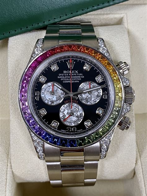 rolex white gold daytona rainbow часы|rolex daytona rainbow 2022.